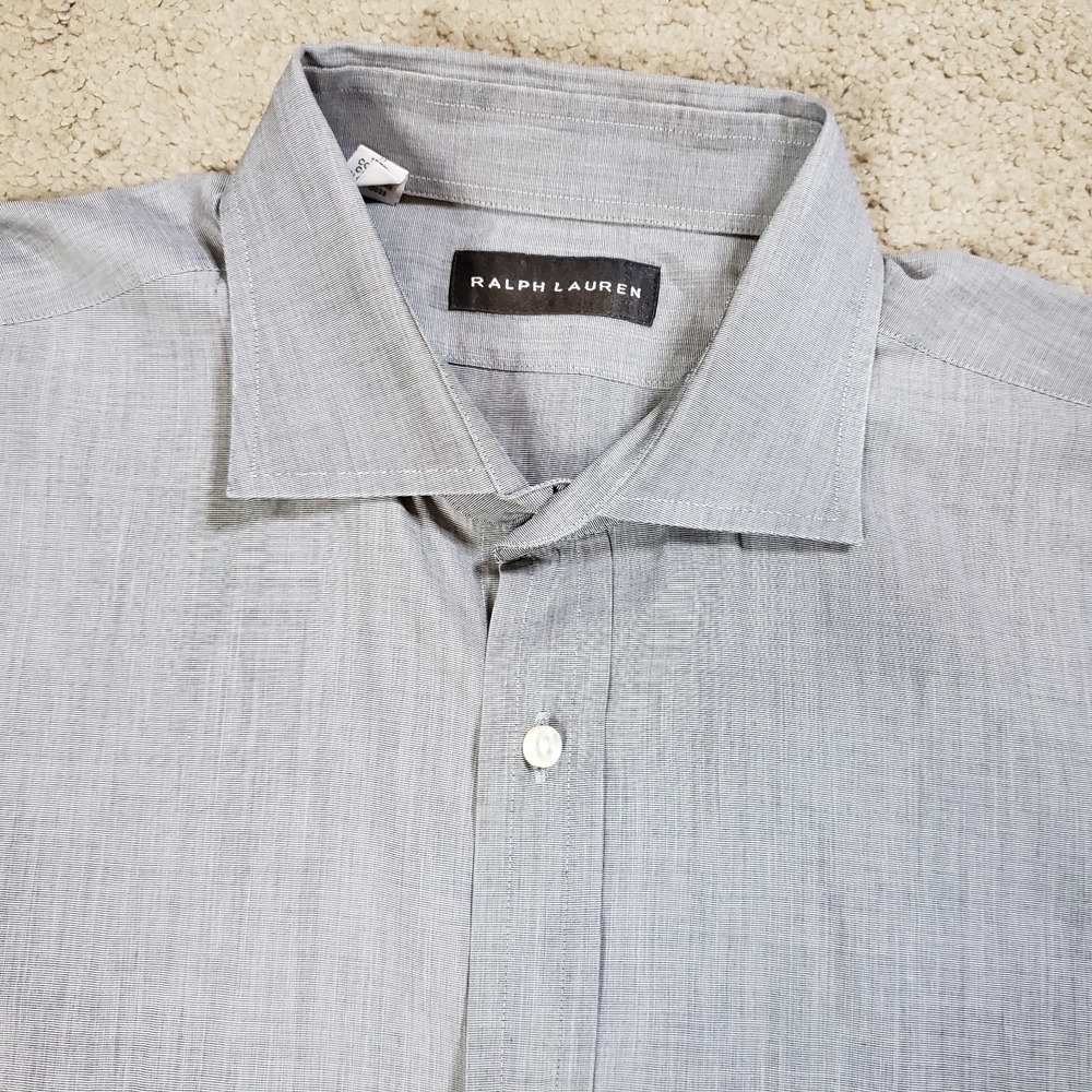 Ralph Lauren Black Label Shirt Men 17 (XL) Gray Button Up Italy Dressy Business